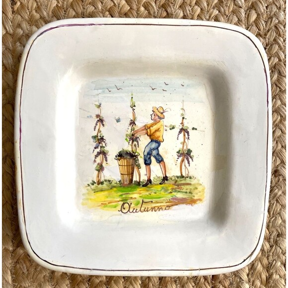 Set of 4 Hand Painted SEASONS Square Plates 9" Italy Vintage RARE - Picture 5 of 16